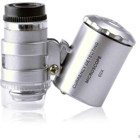 Loupe éclairante 60X loupe poche mini microscope de poche loupe UV détecteur de monnaie bijoutier loupe avec la lumière LED (1/5)