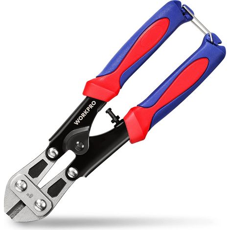 Workpro – Coupe-boulon compact 210 mm – Acier Cr-V – Ouverture 6 mm – Coupe jusqu'à 2,3 mm – Poignée ergonomique antidérapante