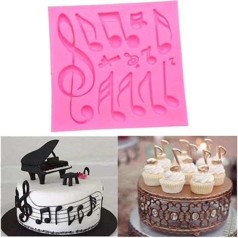 Moules à fondant, moules à gâteaux en fondant à motifs de symboles musicaux, moules à chocolat, moules en silicone, pâtisserie à faire soi-même. (1/2)