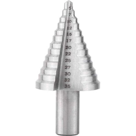Foret Étagé Foret À Cône Enduit De Titane En Acier Rapide, Foret À Triangle Conique À Queue Hexagonale 5mm-35mm Forets Fraises Etages Echelle - Argent (1/5)