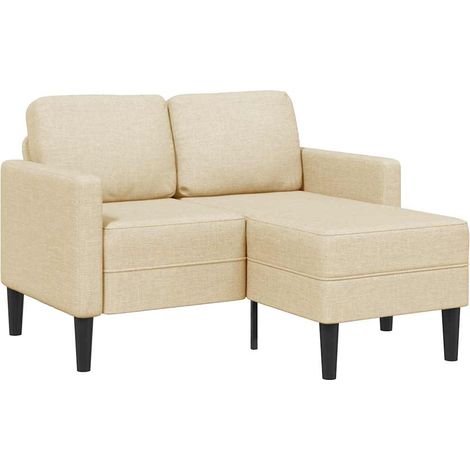 2-Sitzer-Sofa mit Chaiselongue L-Form Creme 125 cm Stoff