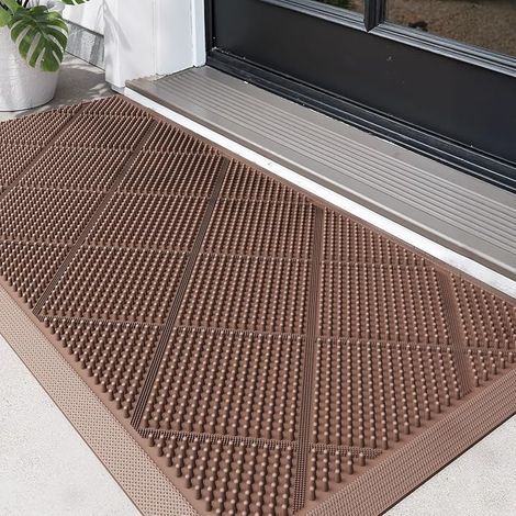 Paillasson Exterieur Entree, Tapis Entrée 43x90cm Marron (1/5)