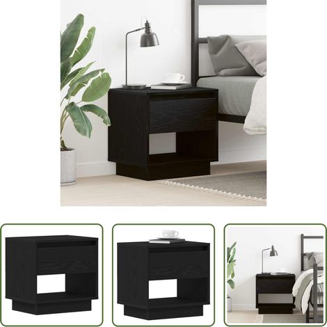 vidaXL Mesita de Noche Roble Negro 45 x 34 x 44 cm (1/5)