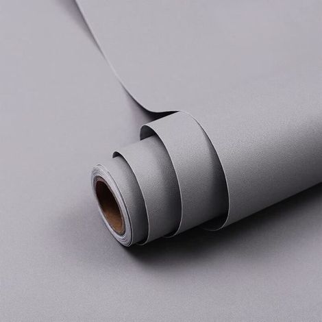 (gris clair)Papier peint adhésif - OUTAD - 60X500cm - Vinyle - Mat - Gris Clair - Décoratif DIY (1/4)