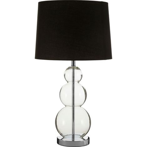 Premier Housewares Glass Ball / Metal Lamp Black Fabric Shade Desk Lamp For Office / Study Chic and Contemporary Lamps For Desks / Bedroom / Living Room 35 x 35 x 65 (1/5)
