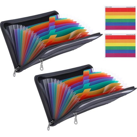 2 Pieces A6 Dividers - Chequer - File Organiser with 13 Compartments, A6 Document Holder with Zip and Labels for Checks Invoices Receipts Notes (1/5)