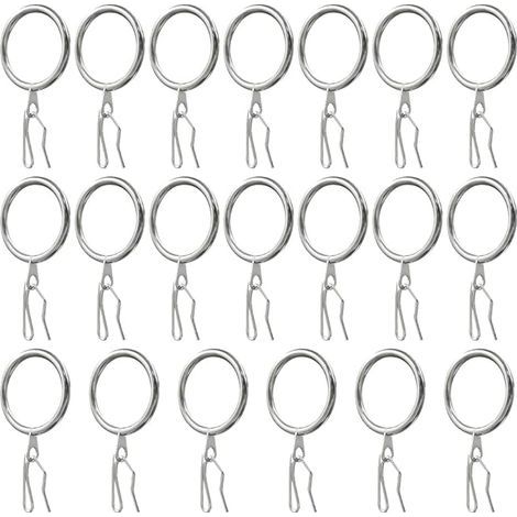 20 Pièces Curtain Rings,Anneaux de Rideaux Métal und Crochet Rideau Metal,Rideaux de Porte,Rideau de Douche(Nickel Brillant) (1/5)