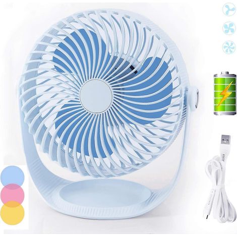 Ventilateur de table, petit ventilateur USB silencieux, ventilateur de bureau à piles, mini ventilateur portable, rotation à 360° (1/4)