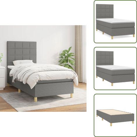 Boxspringbett mit Matratze Dunkelgrau 90x190 cm Stoff - Boxspringbett - Doppelbett - Bettenrahmen - Schlafsofa - Lattenrost (1/5)