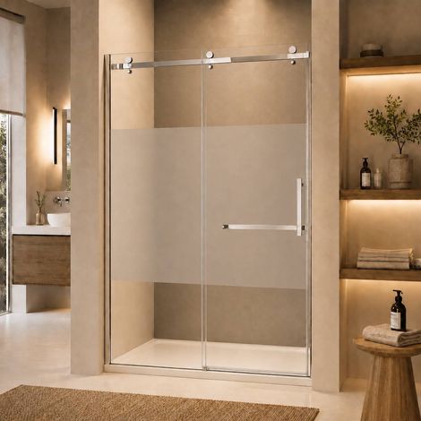Paroi de douche sablée poignée à droite (1/5)