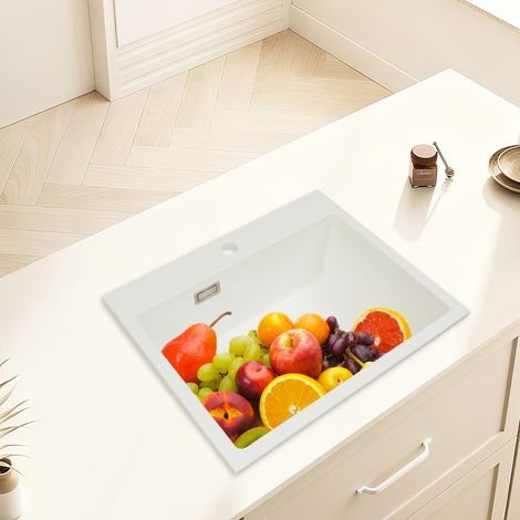 Lavello incassato acciaio inossidabile, lavello, lavello da cucina, lavello 554522.86 cm bianco (1/5)