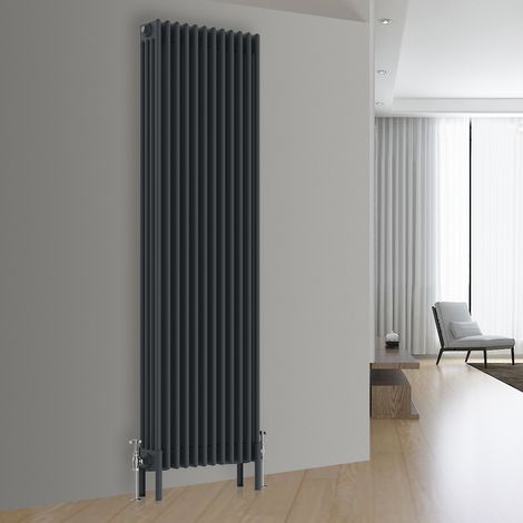NRG Cast Iron Style Radiator Traditional Anthracite Central Heating Rads Vertical 4 Column 1800x560mm (1/5)