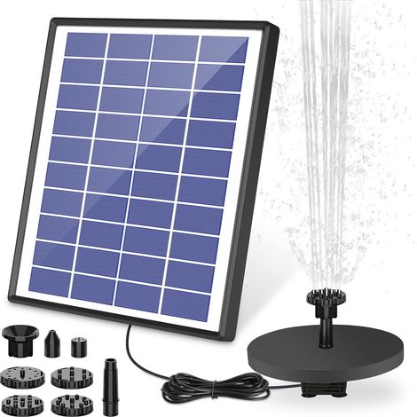 Pompe Solaire 6,5 W avec Batterie Pompe à Eau pour Fontaine Flottante Bain d'Oiseaux Aquarium Étang Jardin (1/5)