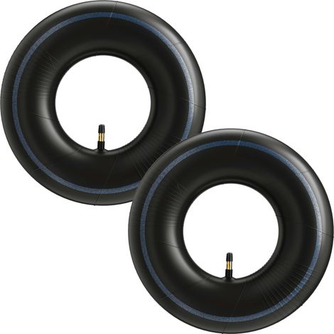 Wiltec Lot de 2x Chambre à air 13x5.00-8 pour pneu de tracteur à pelouse – 370 x 370 x 87 mm – avec Valve droite – capacité de charge max. 300 kg – pour Roue Tondeuse à gazon Brouette Chariot Diable (1/5)