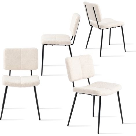 MEUBLES COSY Juego de 4 sillas de comedor escandinavas en tejido bouclé beige (1/5)