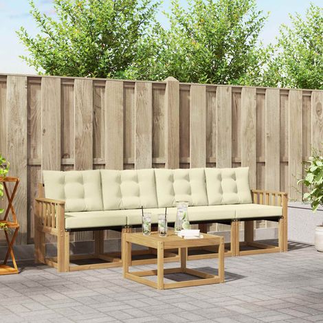 vidaXL Outdoor-Sofagarnitur mit Kissen 5 pcs Weiß und Creme (1/5)