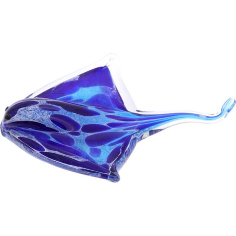 Kristallblauer, gestreifter Briefbeschwerer, 3 cm x 11,5 cm x 14,5 cm