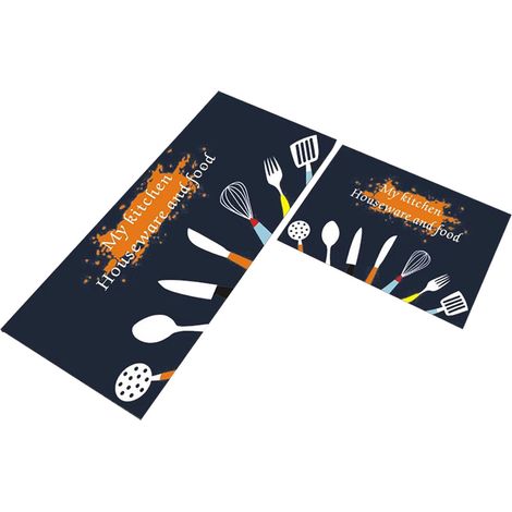 Lot de 2 tapis de cuisine, antidérapant, polyester, style ferme, intérieur (1/5)