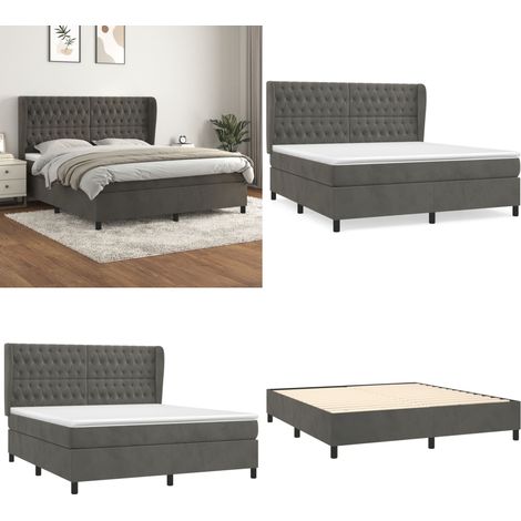 Boxspringbett mit Matratze Dunkelgrau 160x200 cm Samt - Samtbett - Boxspringbett - Doppelbett - Bettauflage - Matratze - Home & Living (1/5)