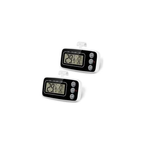 Thermomètre numérique pour réfrigérateur et congélateur – 2 pièces, étanche, avec crochet de suspension, affichage clair, fonction max/min enregistrée, idéal pour usage domestique (blanc et noir) (1/5)