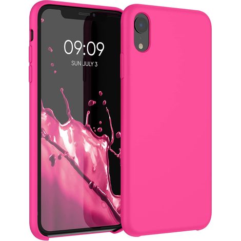 Housse Compatible avec Apple iPhone XR Coque - Housse de téléphone Protection Souple en TPU Silicone - Rose Fluo (1/5)