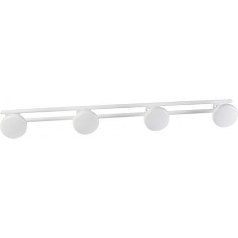 Perchero metálico lacado en blanco con 4 cabezas, 61 cm