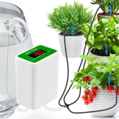Lot de 2 Systèmes Arrosage Minuterie, 12 Plantes en Pot, Alarmes Intégrées, Arrosage Intelligent sans Surveillance, Intérieur (1/5)
