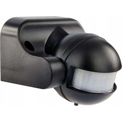 Bewegungsmelder mit LED-Sensor, schwarz, PIR-Sensor, 180° Erfassungsbereich, 1200 W (1/2)