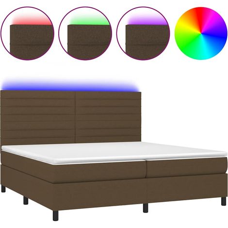 Maison Exclusive - Letto a Molle Materasso e LED Marronescuro 200x200cm in Tessuto (1/5)