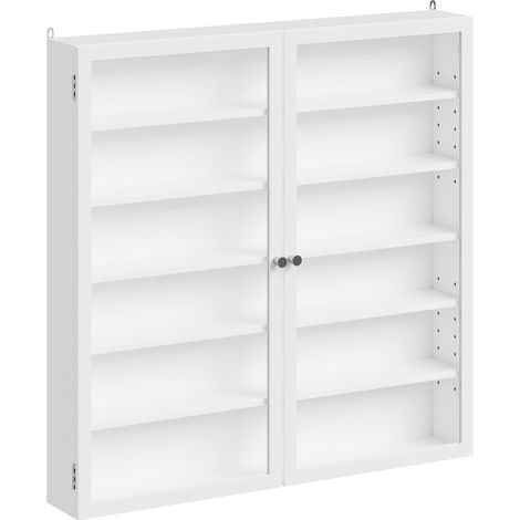 SoBuy Vetrinetta Sospesa in Legno Bianco Armadio da Parete con Ante a Battente Bacheca Espositiva per Bagno e Cameretta 80×12×80 cm Portata massima 12 kg FSB113-H-W (1/5)