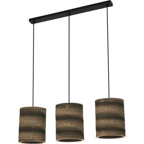 OSRAM Suspension Decor Cardboard Cylinder marron en cartn ondulé, 3xE27, long. 830 mm, abat-jour en matériau recyclé, durable grâce à sa source lumineuse remplaçable, montage facile (1/5)