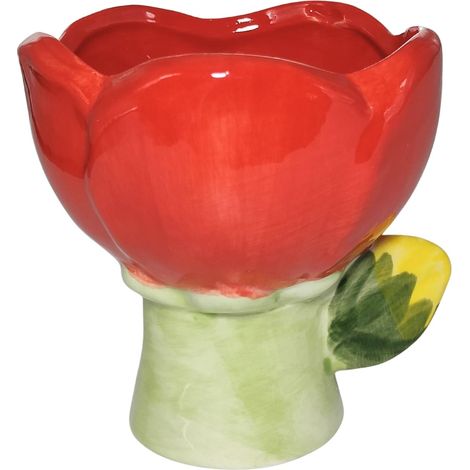 Porte Pinceau de Maquillage, Pot à Crayon en Céramique, Vase en Forme de Tulipe Chandelier Bougeoir Multifonctionnel Rangement Cosmétique pour Pinceaux Cosmétique (F, 10L x 11H x 10W cm) (1/5)