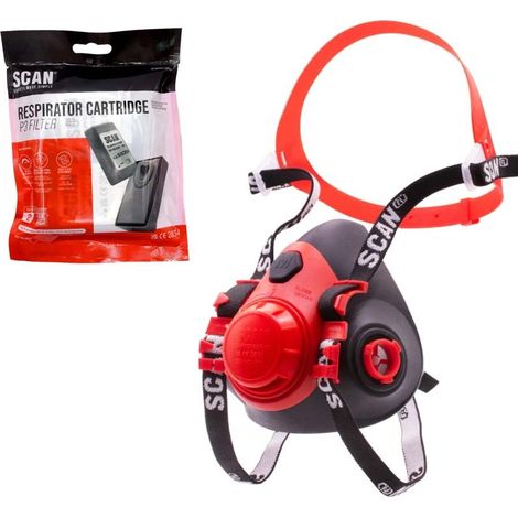 Scan SM7501 Twin Half Mask Respirator SCAPPERESPMO + x2 P3 Filters SCAPPEFCP3GF (1/5)