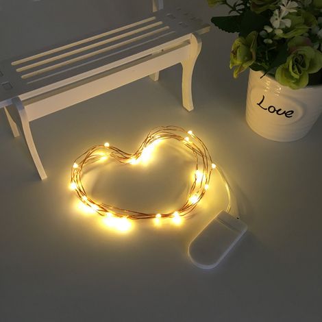 Guirlandes lumineuses LED batterie, 20 pièces 1M 10 LEDs guirlandes lumineuses en fil de cuivre pour chambres, intérieur, extérieur, Nol, fête, jardin, mariage, bricolage, blanc chaud (1/4)