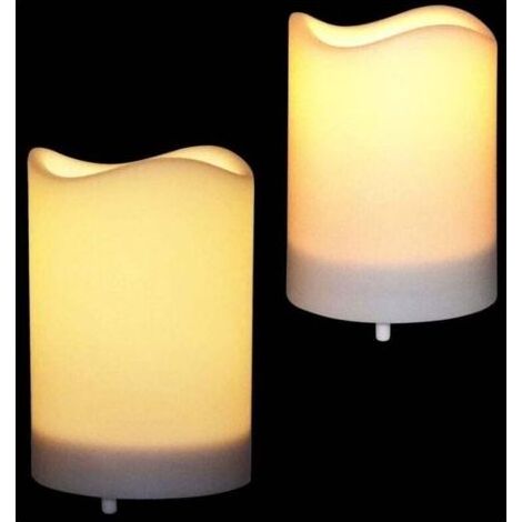 Kaelt - Bougies solaires d'extérieur étanches sans flamme avec capteur de lumière intégré, minuterie intelligente, du crépuscule à l'aube, marche/arrêt automatique, batterie rechargeable, lot de 2 (1/4)