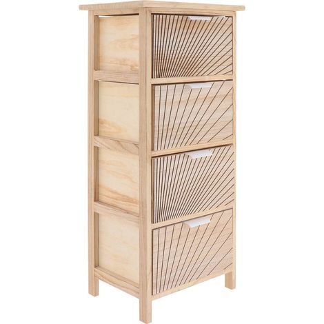 Mobile in pioppo paulownia mdf con 4 cassetti e maniglie in metallo sonora - naturale - Tendance (1/4)