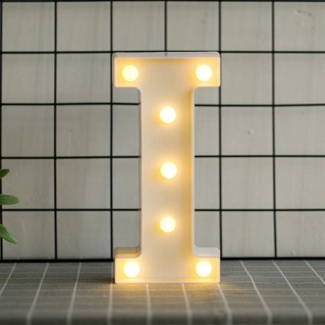 Lettres de l’alphabet à LED avec lumière blanche chaude pour décoration d’intérieur, fête, bar, mariage ou festival(I), (1/5)