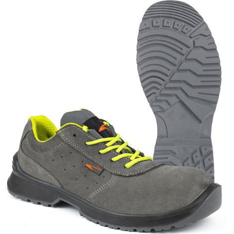 Pezzol Malbek S1P SRC 610Z scarpe da lavoro basse N. 38 estive antinfortunistica in pelle scamosciata grigio made in Italy Grigio + Giallo fluo 38 (1/5)