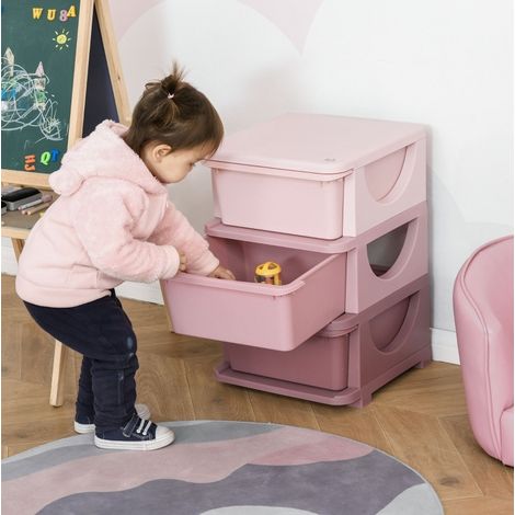 3-stufiges Kinderregal, rosa Kunststoff-Kommode OKMYHOME (1/5)