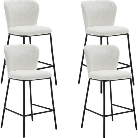 Wahson Lot de 2 Tabouret de Bar en Fausse Fourrure, Chaise de Bar Moderne avec Dossier Confortable Chaise Haute Bar pour Central Îlot de Cuisine, Blanc