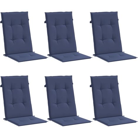 vidaXL Coussins de chaise à dossier haut lot de 6 bleu marine tissu