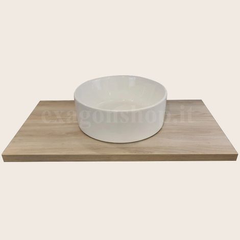 Exagonshop Mensola 90x50 con lavabo tondo 41 cm da appoggio in
