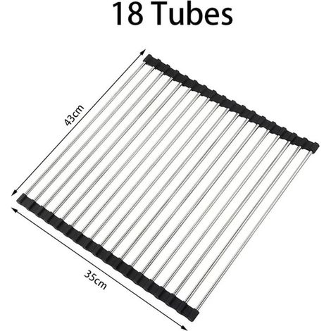 Egoutoire Vaisselle Cuisine, Egouttoir Vaisselle Pliable, Egoutoire Vaisselle Cuisine INOX, Égouttoir à Vaisselle de Comptoir pour Évier, Tapis Egouttoir Vaisselle, 43 x 35 cm MOONSTARS (1/4)