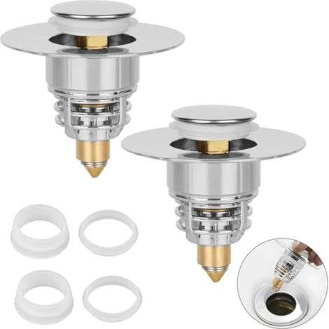 Bonde De Lavabo, 2 Pièces Bouchon Lavabo Universel, Pop-Up Bouchon Baignoire avec 2 Joints, pour Baignoire, Cuisine, Lavabo (Orifice de Vidange 32-40mm), Accélère Le Drainage sans Colmatage (1/5)