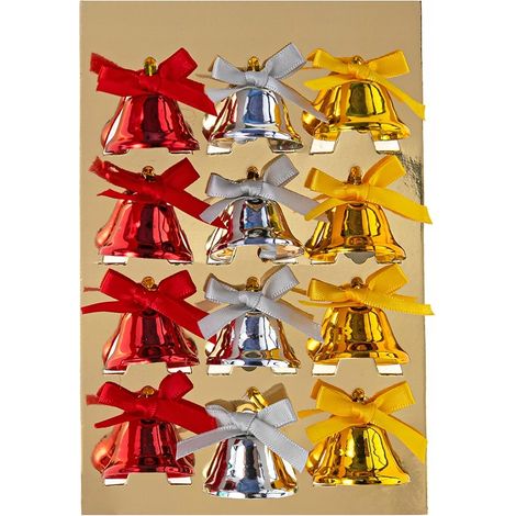 Clochettes en métal avec un nœud, décorations de Noël, lot de 12, DpCraft