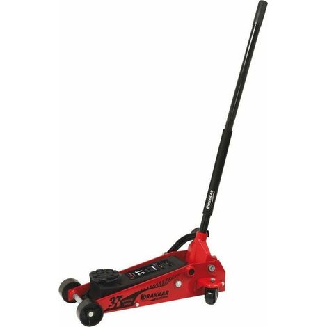 Drakkar Equipement – Cric rouleur 3T – Capacité de levage 3 tonnes – Hauteur mini 145 mm, maxi 500 mm – Pédale d'approche rapide pour usage intensif (1/2)