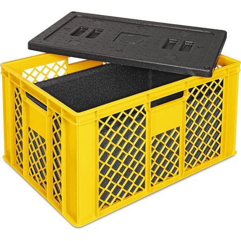 BRB Récipient Euro avec boîte isotherme en EPP, L x l x H 600 x 400 x 320 mm, 25 l, jaune (1/3)