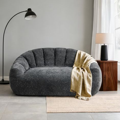 Pouf poire en flanelle grise design patte d'ours 140 x 98 x 61 cm (1/5)