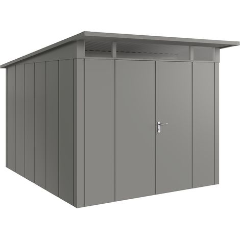 Hörmann Metall-Gerätehaus "Juno" mit Pultdach, JPD11 - Design, 262 x 310 cm (B x T), graualuminium, 2-flüglige Tür (1/5)