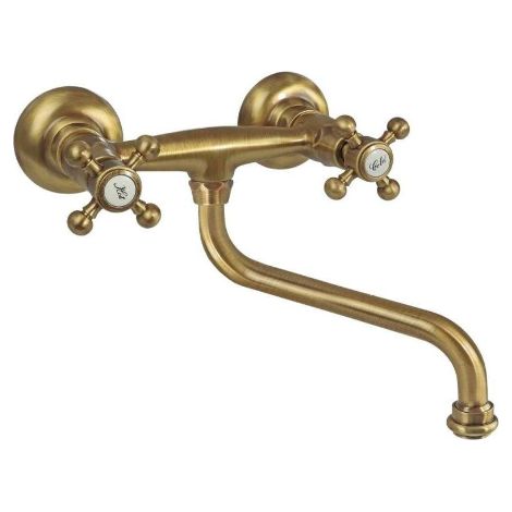Gruppo lavello a muro con canna orientabile bronzato Paffoni serie Belinda-Melissa FBLV161BR  Ottone - Bronzato